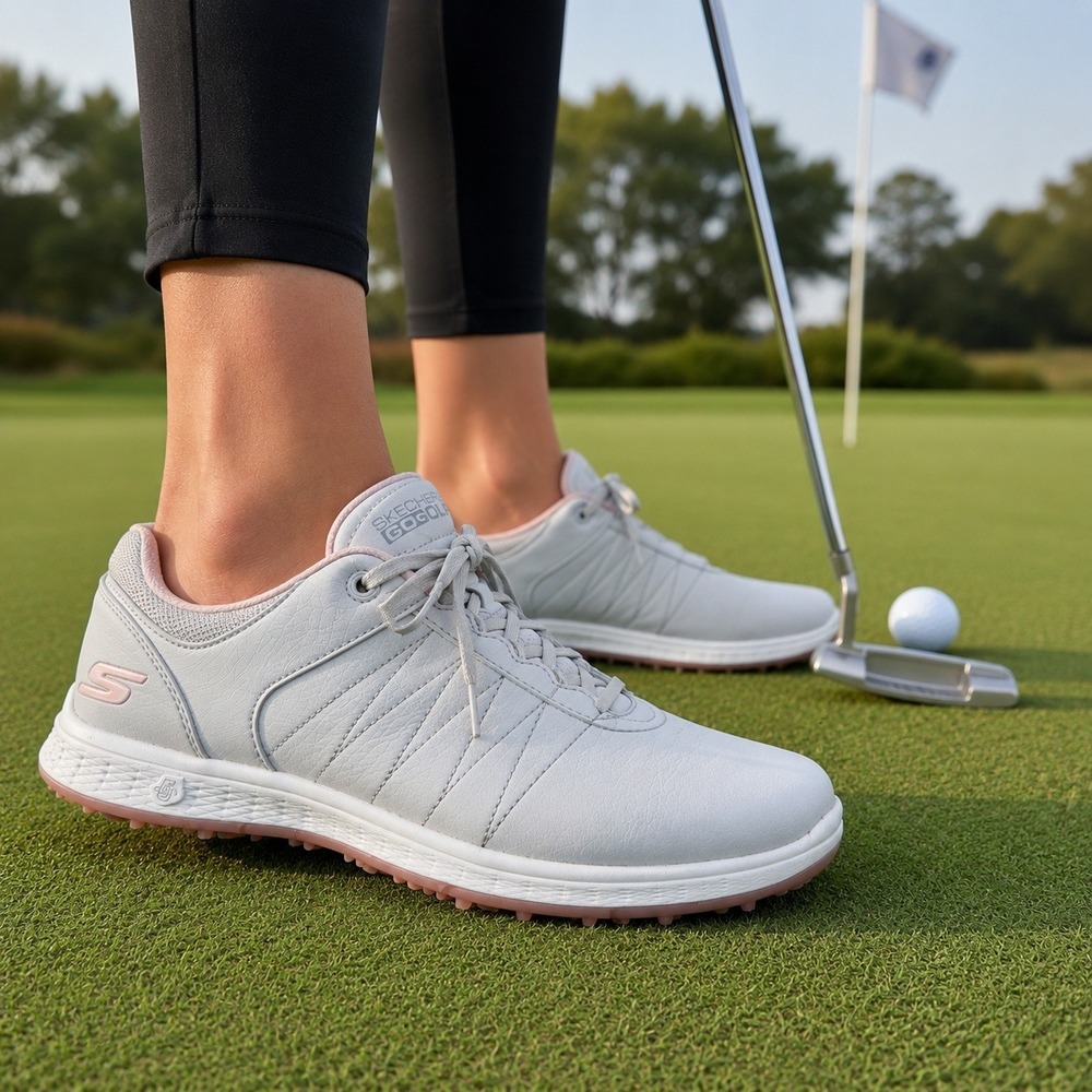 Skechers GO GOLF Golf Shoes Spikeless Lightweight Comfort Gray Pink Women's 8.5